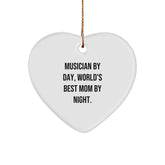 Musician Gifts from Mom - Funny Heart Ornament for Musician By Day, World's Best Mom By Night., Perfect Unique Gifts for Musician, Musician Gifts from Mom, Gifts for Musician - Image 1